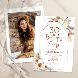 Invitación Boho Arch Terracotta Foto 30 cumpleaños