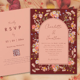 Invitación Boho Arch Terracotta Peach Fall Wedding