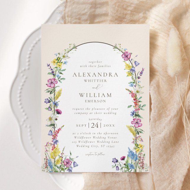 Invitación Boho Arch Watercolor Boda de Flor silvestre (Subido por el creador)