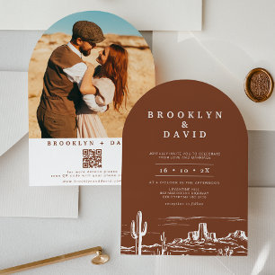 Invitación Boho Arched Terracotta Boda del Desierto Occidenta