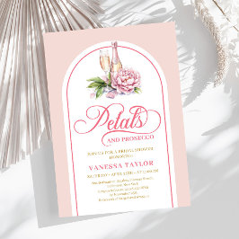 Invitación boho arco clásico rosa y dorado