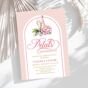 Invitación boho arco clásico rosa y dorado
