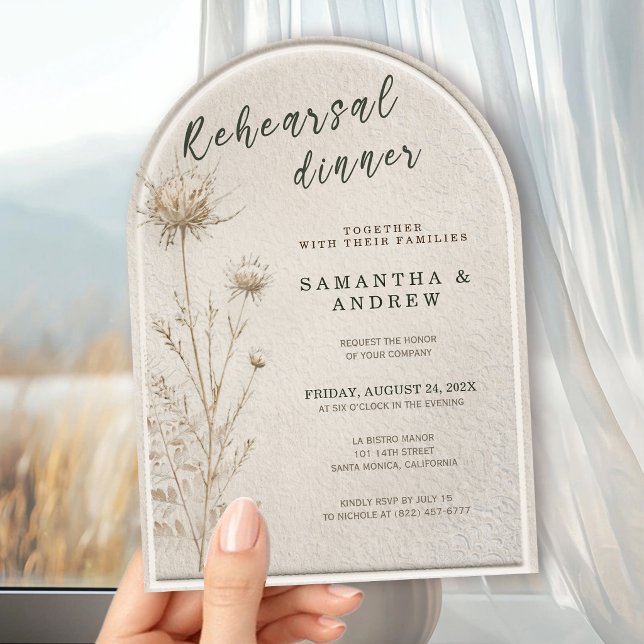 Invitación Boho Arco de Pampas con Flores Secas Cena de Ensay (Subido por el creador)