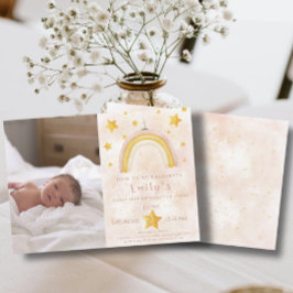 Invitación Boho arco iris pinky mágico polvo estrellas de oro