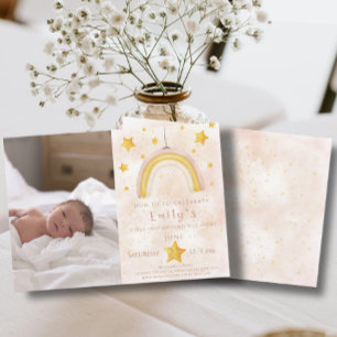 Invitación Boho arco iris pinky mágico polvo estrellas de oro