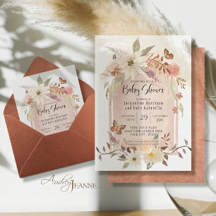 Invitación BOHO Arco Moderno Caída Floral Otoño Mariposa Invi