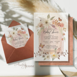 Invitación BOHO Arco Moderno Caída Floral Otoño Mariposa Invi