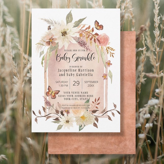 Invitación BOHO Arco Moderno Caída Mariposa Floral Sprinkle (Subido por el creador)