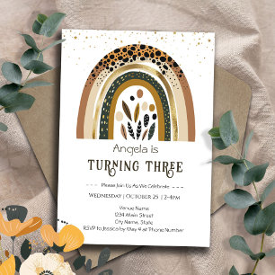 Invitación Boho arcoiris segundo cumpleaños