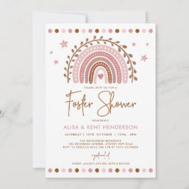 Invitación Boho Arcoíris | Terracota Rosa Suave para la Ducha