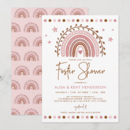 Invitación Boho Arcoíris | Terracota Rosa Suave para la Ducha