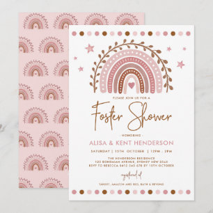 Invitación Boho Arcoíris   Terracota Rosa Suave para la Ducha