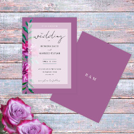 Invitación Boho Artistic Purple Rosa Watercolor Floral