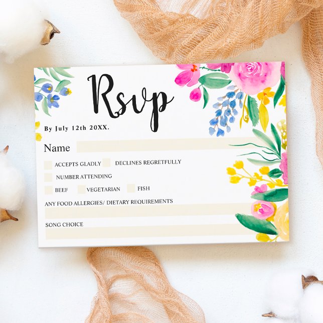 Invitación Boho audaces flores silvestres primavera rosado bo (Subido por el creador)