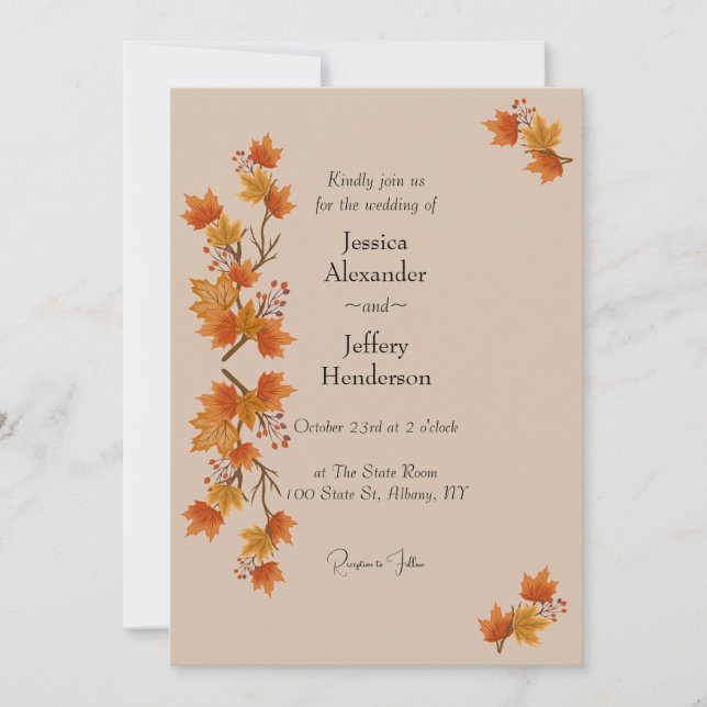 Invitación Boho Autumn Boda (Anverso)