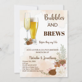 Invitación Boho Autumn Bubble & Brews Couples Shower