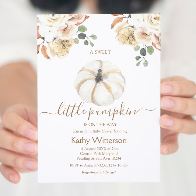 Invitación Boho Autumn Fall Floral Pumpkin Baby Shower (Subido por el creador)
