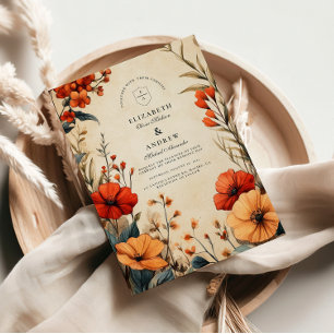 Invitación Boho Autumn Floral Boda