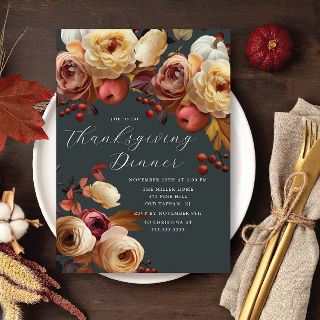 Invitación Boho Autumn Floral Thankings (Subido por el creador)