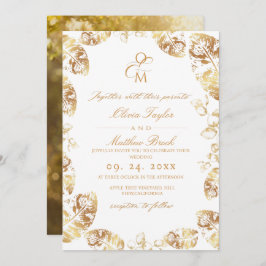 Invitación Boho Autumn Leafs | Boda elegante