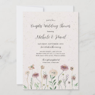 Invitación Boho Autumn Parejas de Flores Silvestres Ducha de