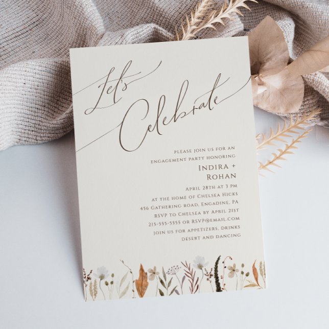 Invitación Boho Autumn Wildflower | Beige Celebremos (Subido por el creador)