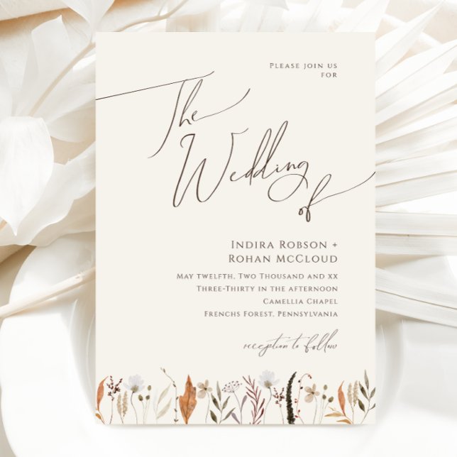 Invitación Boho Autumn Wildflower | Beige El Boda De (Subido por el creador)