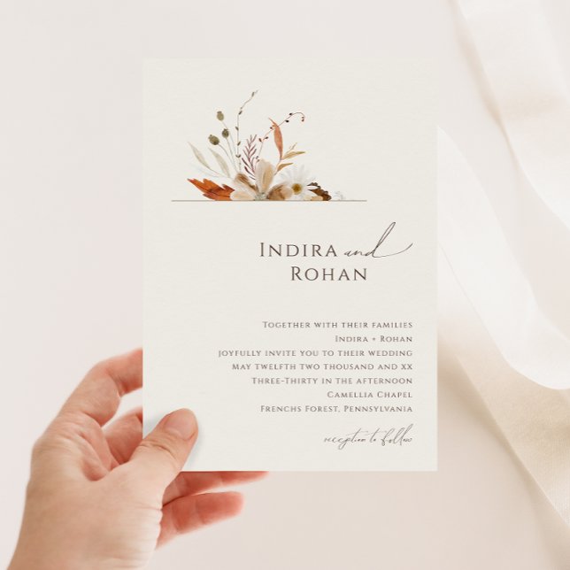 Invitación Boho Autumn Wildflower | Boda beige (Subido por el creador)