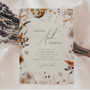 Invitación Boho Autumn Wildflower   Boda Beige-Casual