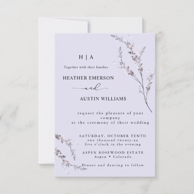 Invitación Boho Autumn Wildflower | Boda botánico (Anverso)