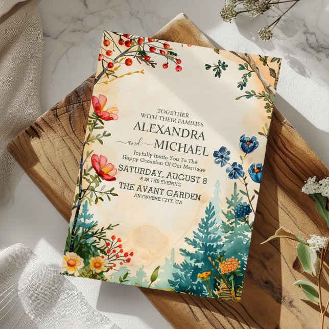 Invitación Boho Autumn Wildflower Boda Botánico (Subido por el creador)