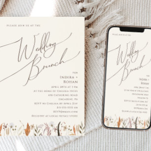 Invitación Boho Autumn Wildflower   Boda Brunch Beige