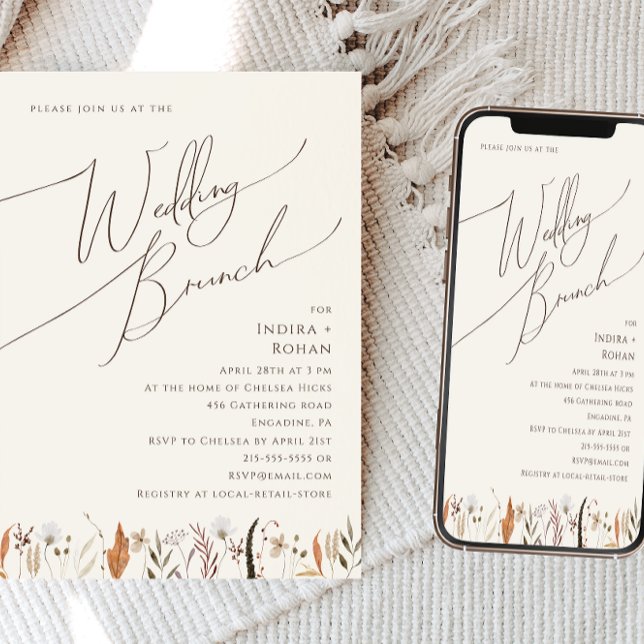 Invitación Boho Autumn Wildflower | Boda Brunch Beige (Subido por el creador)