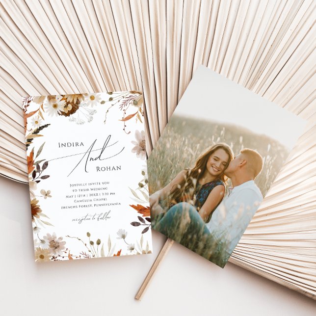 Invitación Boho Autumn Wildflower | Boda Casual Foto (Subido por el creador)