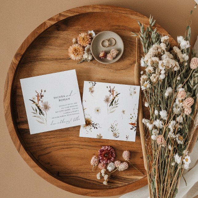 Invitación Boho Autumn Wildflower | Boda cuadrado (Subido por el creador)