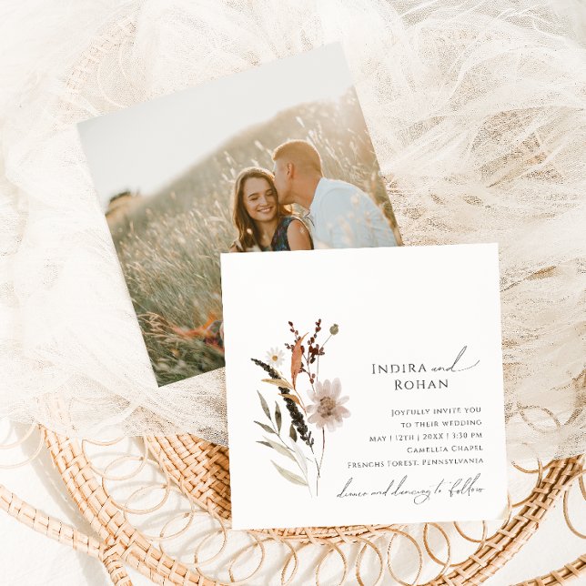 Invitación Boho Autumn Wildflower | Boda de Photo Square (Subido por el creador)