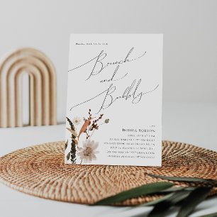 Invitación Boho Autumn Wildflower   Brunch y Bubbly