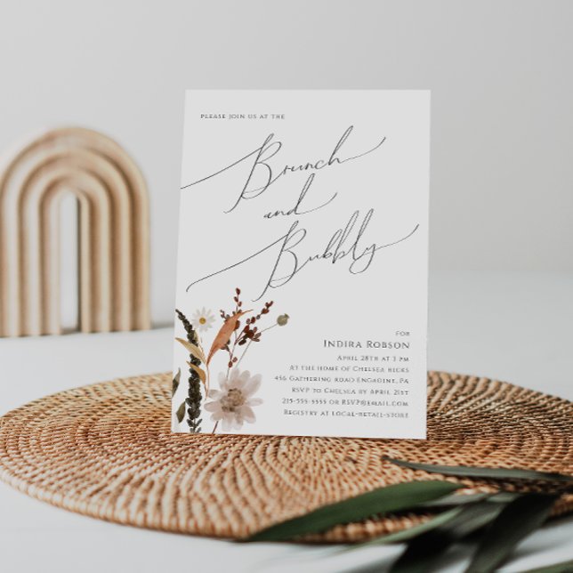 Invitación Boho Autumn Wildflower | Brunch y Bubbly (Subido por el creador)