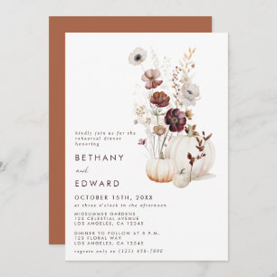 Invitación Boho Autumn Wildflower Calabaza ensayar cena