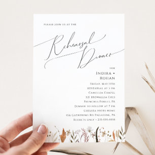 Invitación Boho Autumn Wildflower   Cena de ensayo