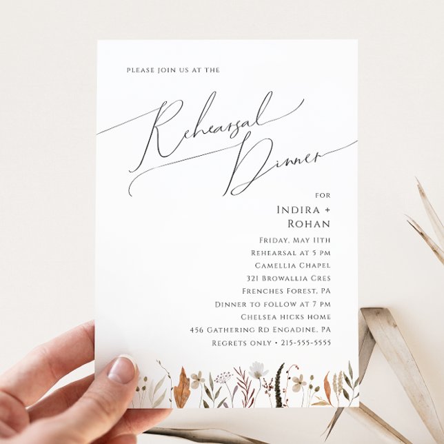 Invitación Boho Autumn Wildflower | Cena de ensayo (Subido por el creador)