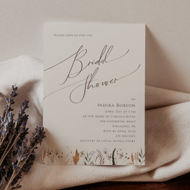 Invitación Boho Autumn Wildflower | Ducha de novia beige (Subido por el creador)