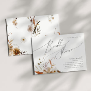Invitación Boho Autumn Wildflower   Ducha de novia horizontal