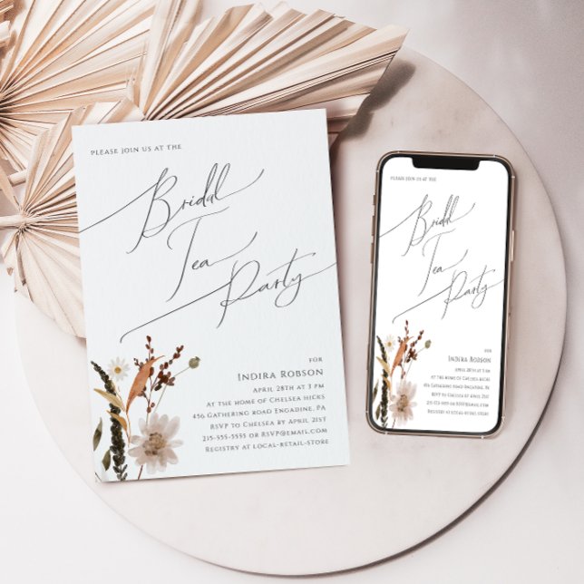 Invitación Boho Autumn Wildflower | Fiesta de té de novia (Subido por el creador)