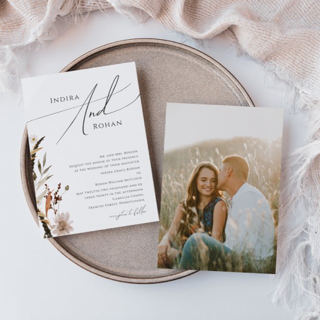 Invitación Boho Autumn Wildflower | Foto Boda tradicional (Subido por el creador)
