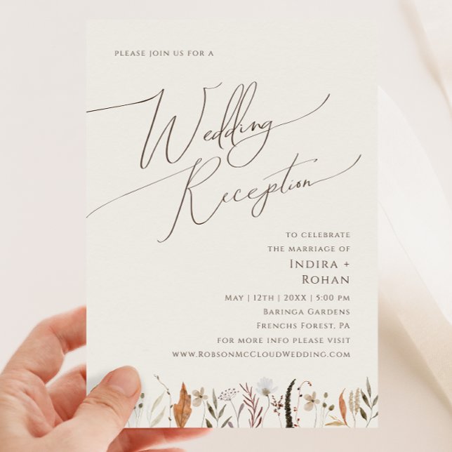 Invitación Boho Autumn Wildflower | Recepción de boda beige (Subido por el creador)