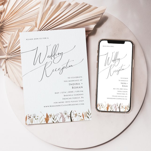 Invitación Boho Autumn Wildflower | Recepción de bodas (Subido por el creador)