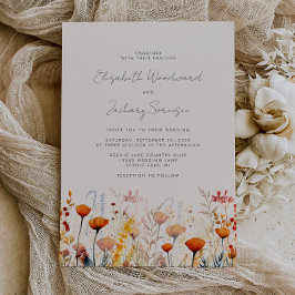 Invitación Boho Autumn Wildflowers Watercolor Floral Boda