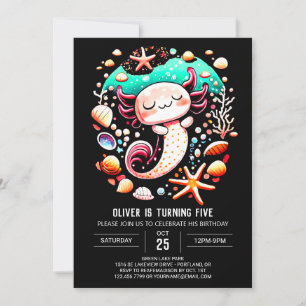 Invitación Boho Axolotl Encantado Cumpleaños