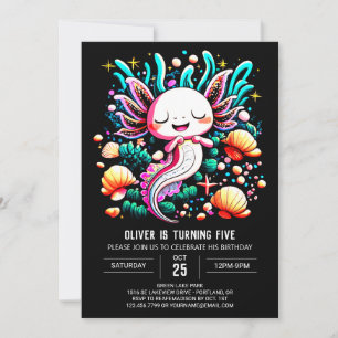 Invitación Boho Axolotl Niños Cumpleaños